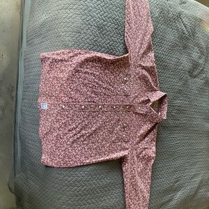 Floral Print Button-Up Women's Top - Red